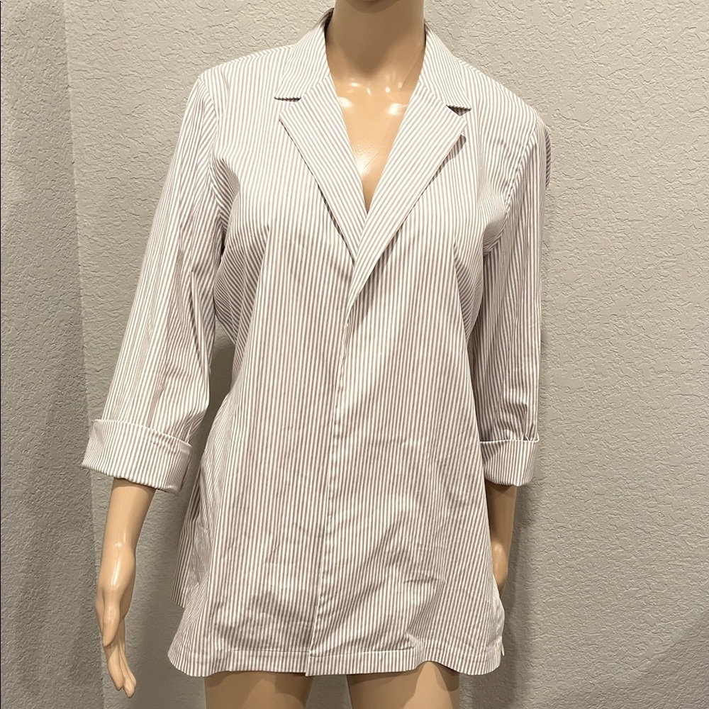 Lafayette 148 New York Striped Blazer - White and Tan